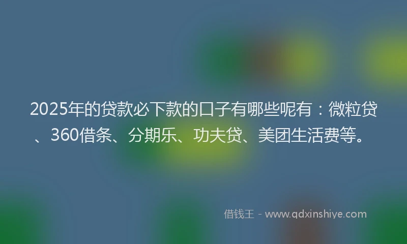 2025年的贷款必下款的口子有哪些呢有：微粒贷、360借条、分期乐、功夫贷、美团生活费等。