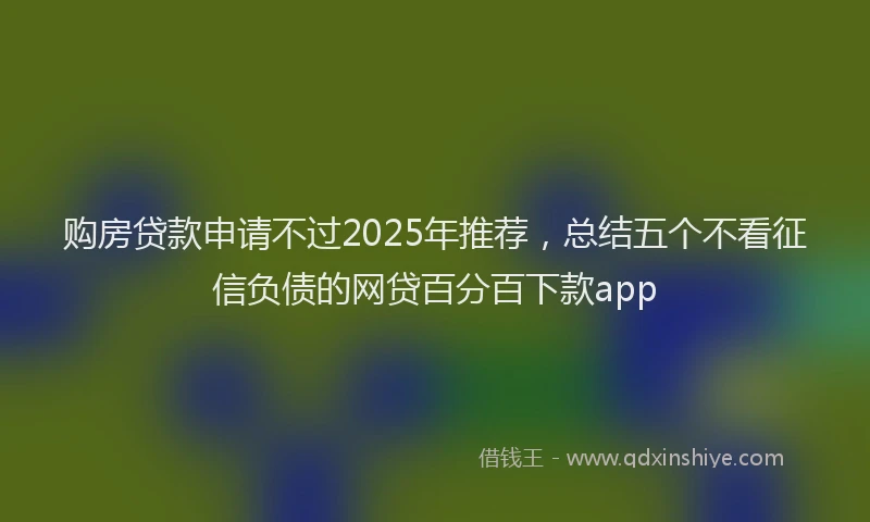 购房贷款申请不过2025年推荐，总结五个不看征信负债的网贷百分百下款app