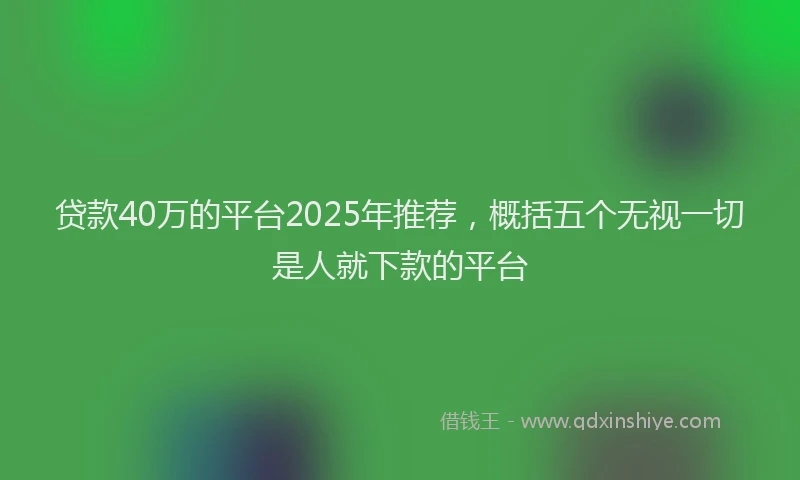 贷款40万的平台2025年推荐，概括五个无视一切是人就下款的平台