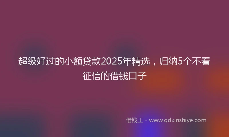 超级好过的小额贷款2025年精选，归纳5个不看征信的借钱口子