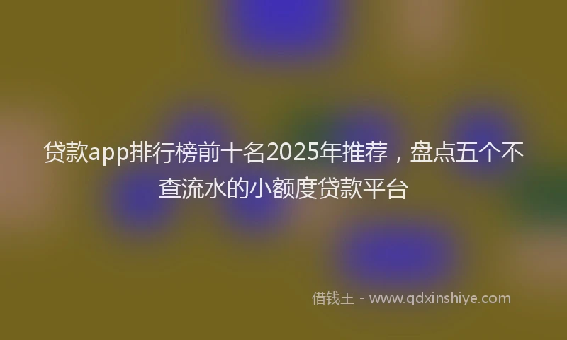 贷款app排行榜前十名2025年推荐，盘点五个不查流水的小额度贷款平台