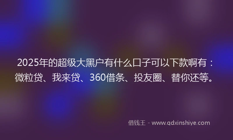 2025年的超级大黑户有什么口子可以下款啊有：微粒贷、我来贷、360借条、投友圈、替你还等。
