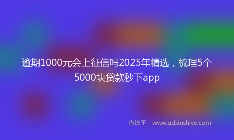 逾期1000元会上征信吗2025年精选，梳理5个5000块贷款秒下app