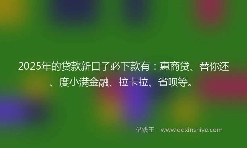 2025年的贷款新口子必下款有：惠商贷、替你还、度小满金融、拉卡拉、省呗等。