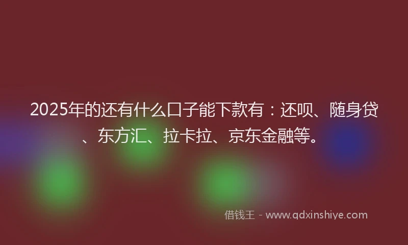 2025年的还有什么口子能下款有：还呗、随身贷、东方汇、拉卡拉、京东金融等。
