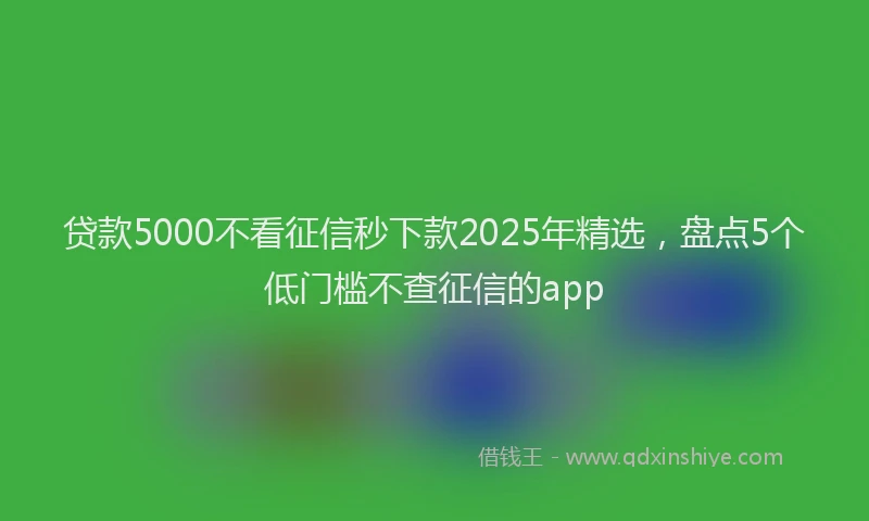 贷款5000不看征信秒下款2025年精选，盘点5个低门槛不查征信的app