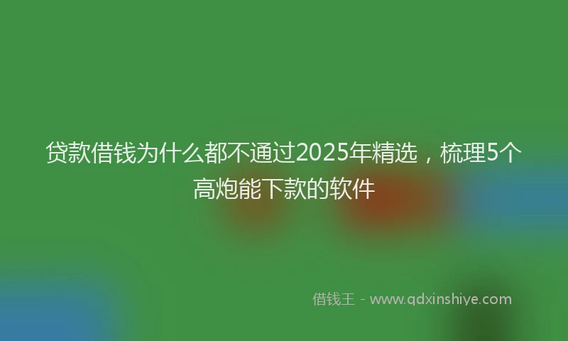 贷款借钱为什么都不通过2025年精选，梳理5个高炮能下款的软件