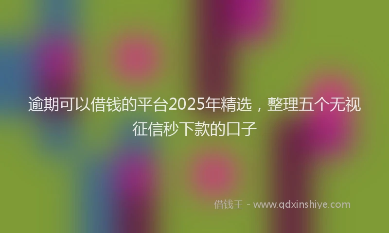 逾期可以借钱的平台2025年精选，整理五个无视征信秒下款的口子