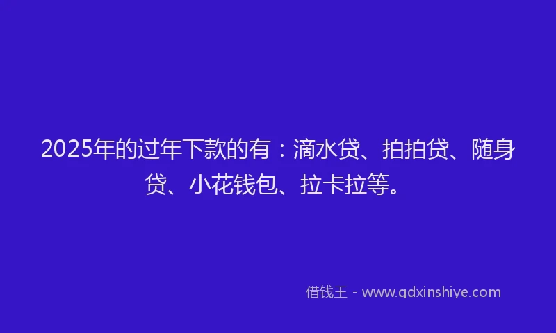 2025年的过年下款的有：滴水贷、拍拍贷、随身贷、小花钱包、拉卡拉等。