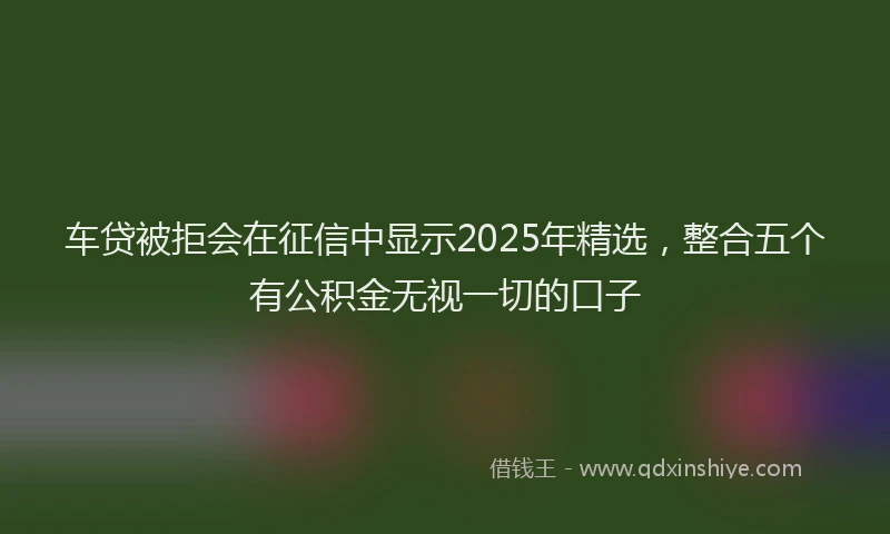 车贷被拒会在征信中显示2025年精选，整合五个有公积金无视一切的口子