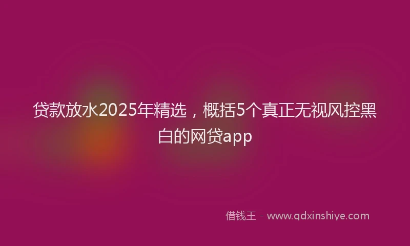 贷款放水2025年精选，概括5个真正无视风控黑白的网贷app