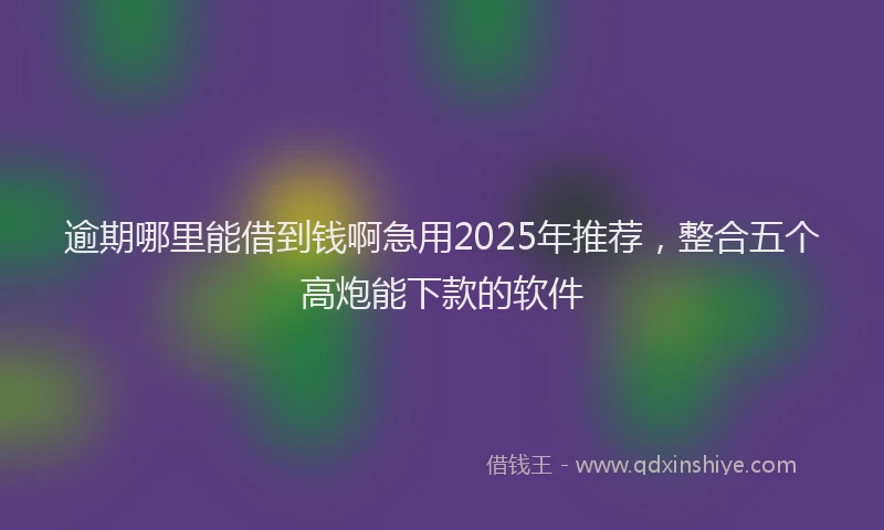逾期哪里能借到钱啊急用2025年推荐，整合五个高炮能下款的软件
