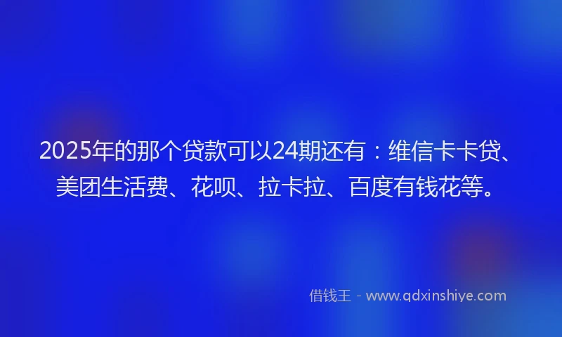 2025年的那个贷款可以24期还有：维信卡卡贷、美团生活费、花呗、拉卡拉、百度有钱花等。