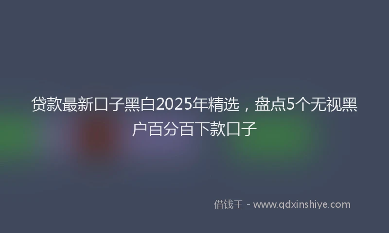 贷款最新口子黑白2025年精选，盘点5个无视黑户百分百下款口子