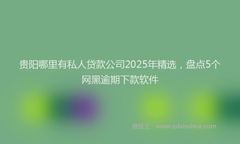 贵阳哪里有私人贷款公司2025年精选，盘点5个网黑逾期下款软件