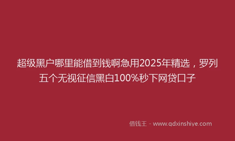 超级黑户哪里能借到钱啊急用2025年精选，罗列五个无视征信黑白100%秒下网贷口子