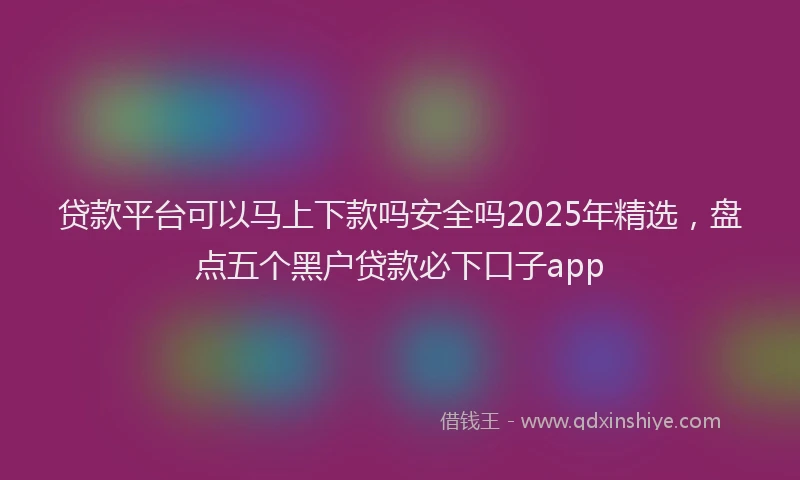 贷款平台可以马上下款吗安全吗2025年精选，盘点五个黑户贷款必下口子app