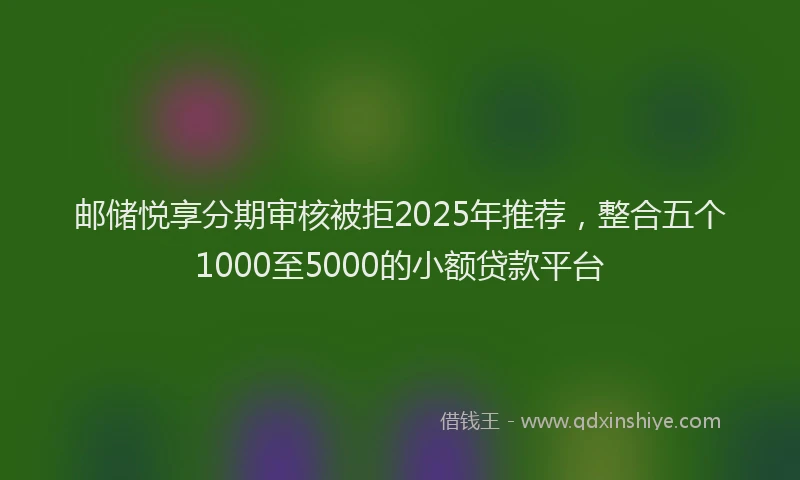 邮储悦享分期审核被拒2025年推荐，整合五个1000至5000的小额贷款平台