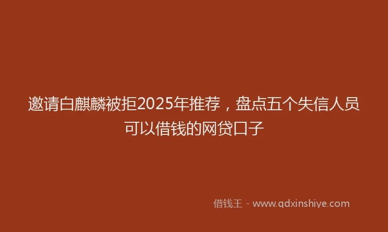 邀请白麒麟被拒2025年推荐，盘点五个失信人员可以借钱的网贷口子