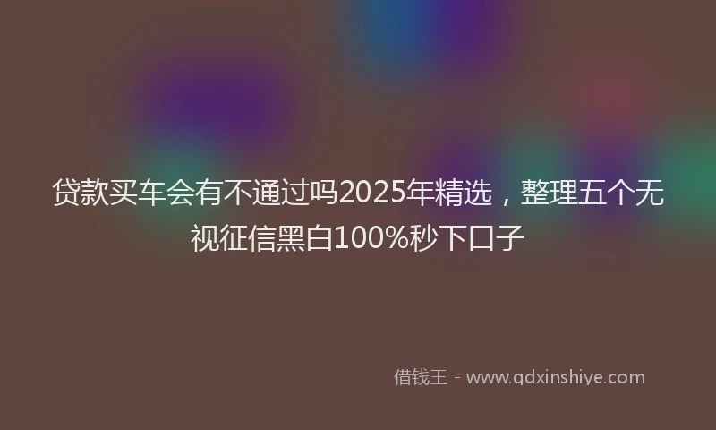 贷款买车会有不通过吗2025年精选，整理五个无视征信黑白100%秒下口子