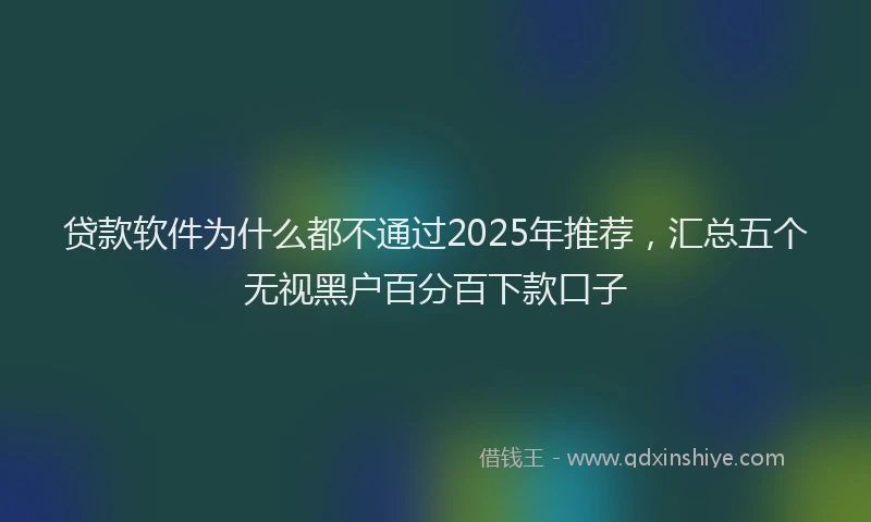贷款软件为什么都不通过2025年推荐，汇总五个无视黑户百分百下款口子