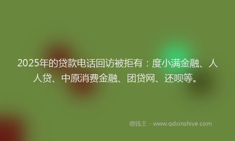 2025年的贷款电话回访被拒有：度小满金融、人人贷、中原消费金融、团贷网、还呗等。