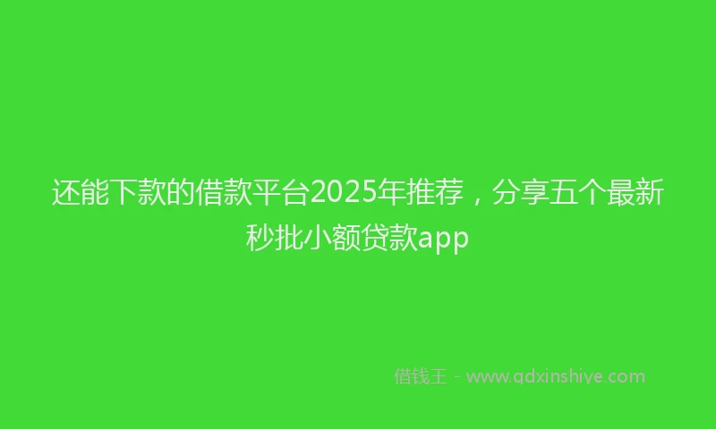 还能下款的借款平台2025年推荐，分享五个最新秒批小额贷款app