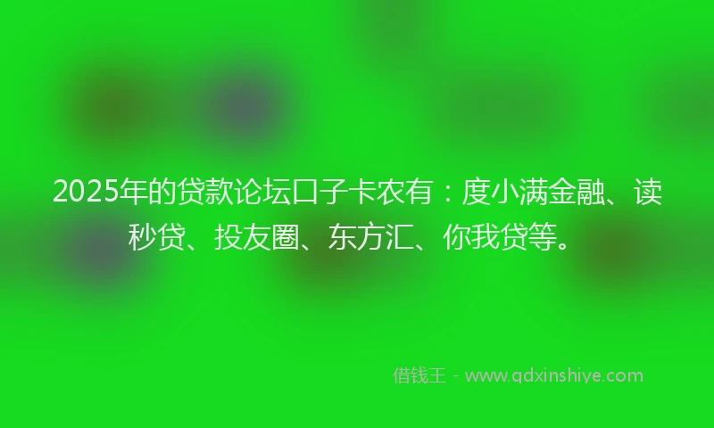 2025年的贷款论坛口子卡农有：度小满金融、读秒贷、投友圈、东方汇、你我贷等。