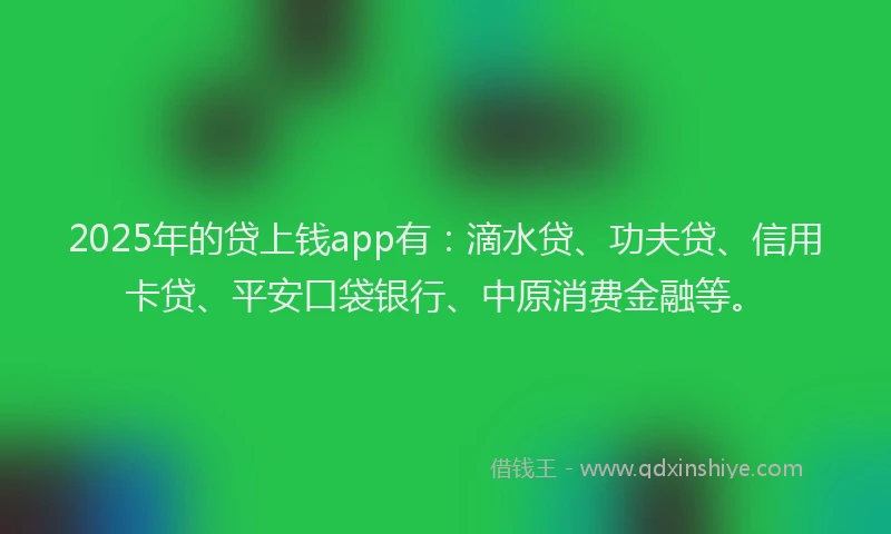 2025年的贷上钱app有：滴水贷、功夫贷、信用卡贷、平安口袋银行、中原消费金融等。