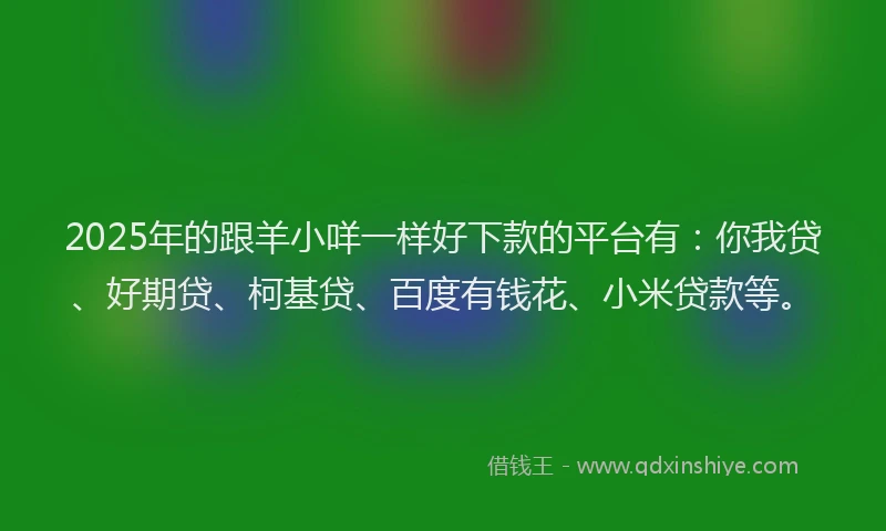2025年的跟羊小咩一样好下款的平台有：你我贷、好期贷、柯基贷、百度有钱花、小米贷款等。