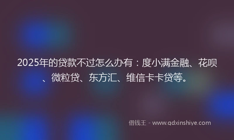 2025年的贷款不过怎么办有：度小满金融、花呗、微粒贷、东方汇、维信卡卡贷等。