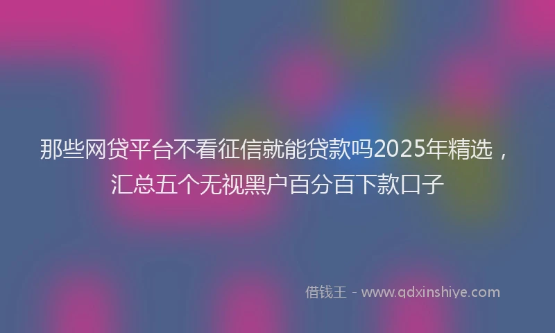 那些网贷平台不看征信就能贷款吗2025年精选，汇总五个无视黑户百分百下款口子