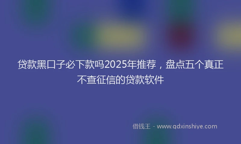 贷款黑口子必下款吗2025年推荐，盘点五个真正不查征信的贷款软件