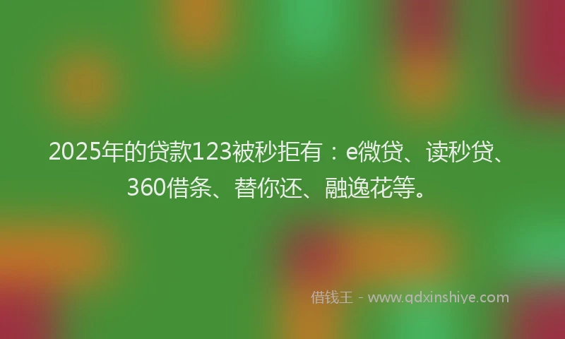 2025年的贷款123被秒拒有：e微贷、读秒贷、360借条、替你还、融逸花等。