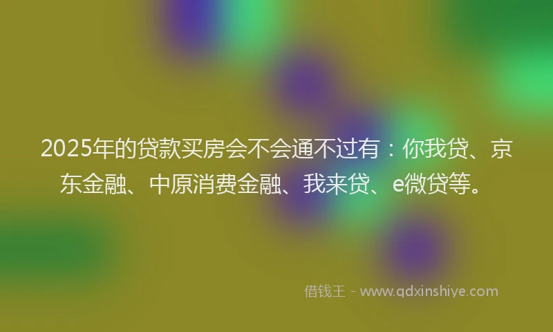 2025年的贷款买房会不会通不过有：你我贷、京东金融、中原消费金融、我来贷、e微贷等。