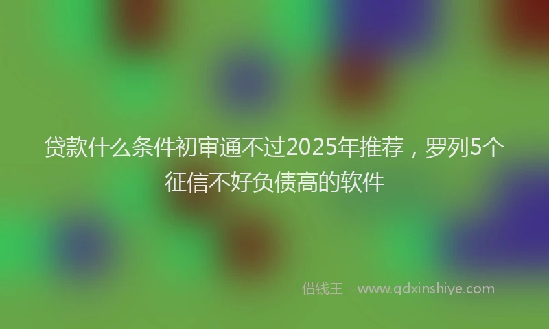 贷款什么条件初审通不过2025年推荐，罗列5个征信不好负债高的软件