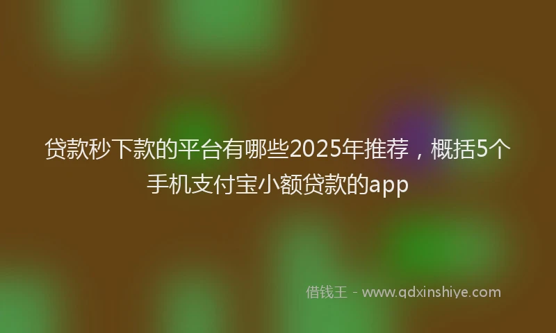 贷款秒下款的平台有哪些2025年推荐，概括5个手机支付宝小额贷款的app
