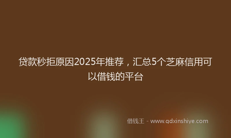 贷款秒拒原因2025年推荐，汇总5个芝麻信用可以借钱的平台