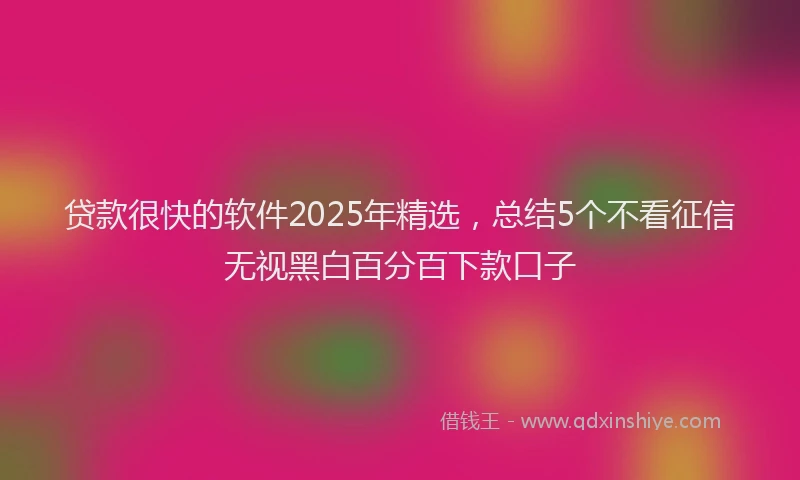 贷款很快的软件2025年精选，总结5个不看征信无视黑白百分百下款口子