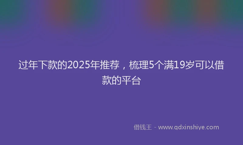 过年下款的2025年推荐，梳理5个满19岁可以借款的平台