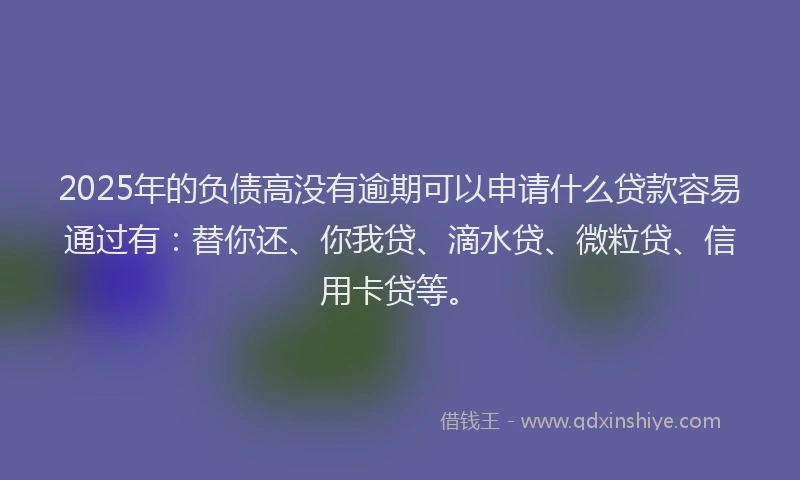 2025年的负债高没有逾期可以申请什么贷款容易通过有：替你还、你我贷、滴水贷、微粒贷、信用卡贷等。