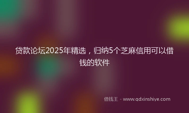 贷款论坛2025年精选，归纳5个芝麻信用可以借钱的软件