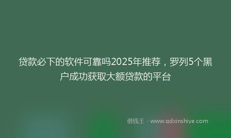 贷款必下的软件可靠吗2025年推荐，罗列5个黑户成功获取大额贷款的平台