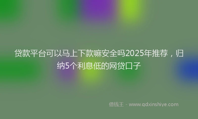 贷款平台可以马上下款嘛安全吗2025年推荐，归纳5个利息低的网贷口子