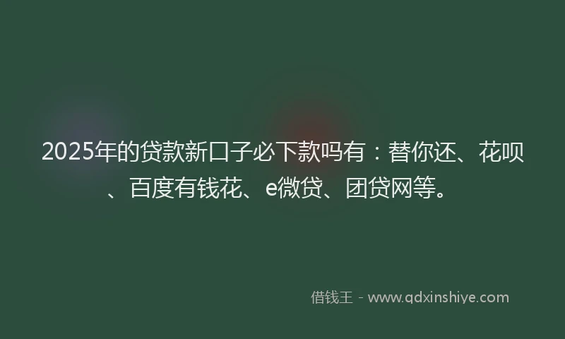 2025年的贷款新口子必下款吗有：替你还、花呗、百度有钱花、e微贷、团贷网等。