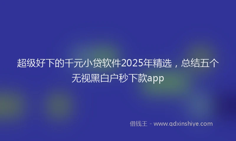 超级好下的千元小贷软件2025年精选，总结五个无视黑白户秒下款app