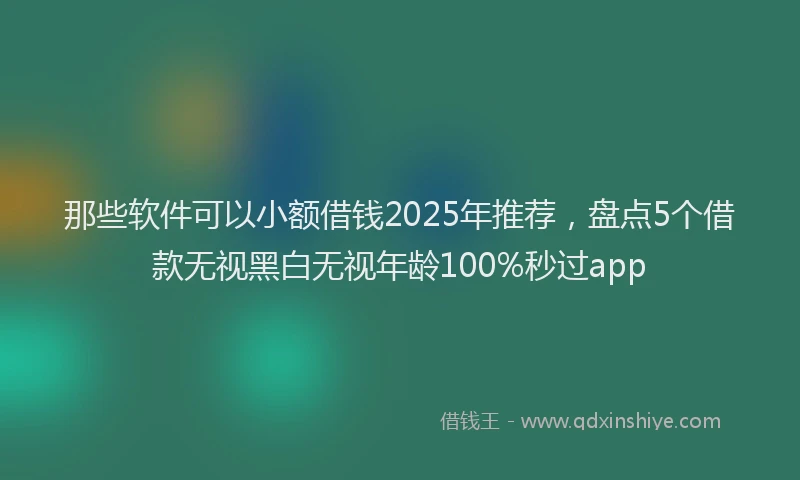 那些软件可以小额借钱2025年推荐，盘点5个借款无视黑白无视年龄100%秒过app