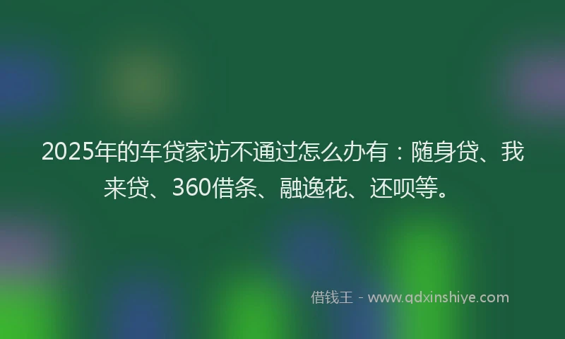 2025年的车贷家访不通过怎么办有：随身贷、我来贷、360借条、融逸花、还呗等。