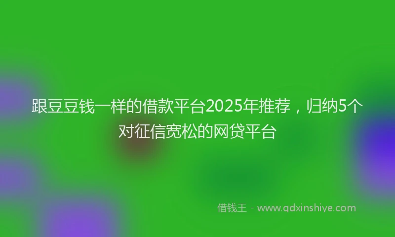 跟豆豆钱一样的借款平台2025年推荐，归纳5个对征信宽松的网贷平台