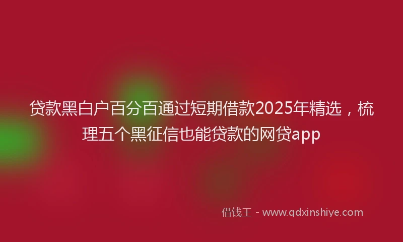 贷款黑白户百分百通过短期借款2025年精选，梳理五个黑征信也能贷款的网贷app